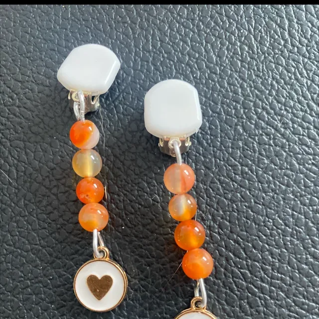 Boucles d’oreilles à pince en cornaline