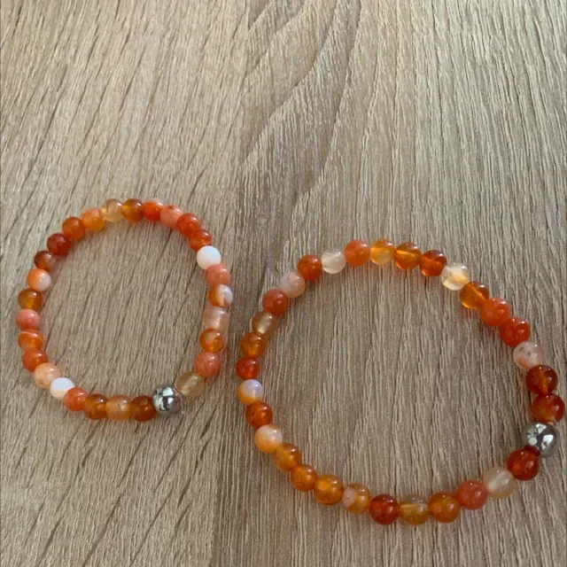 Bracelet perles rondes 6 mm : cornaline, fluorite ou agate mousse