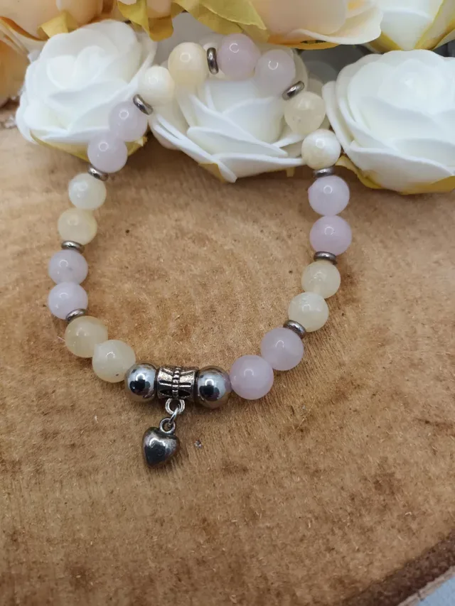 Bracelet quartz rose et citrine 8 mm